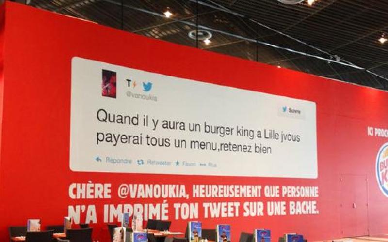 Si ouverture d'un Burger King à Lille il y a, des menus gratuits une internaute offrira