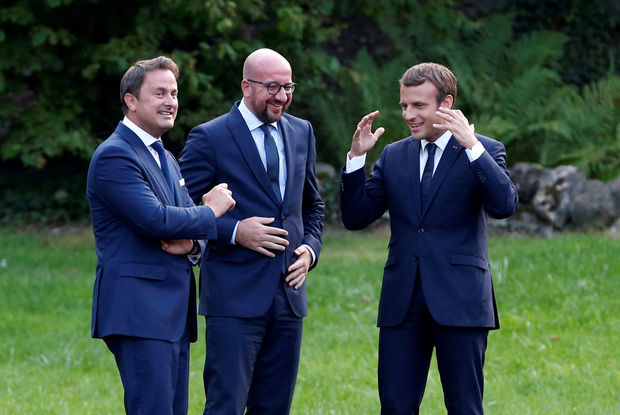 Emmanuel Macron soutenu par ses homologues luxembourgeois et belge pour relancer l'Union Européenne