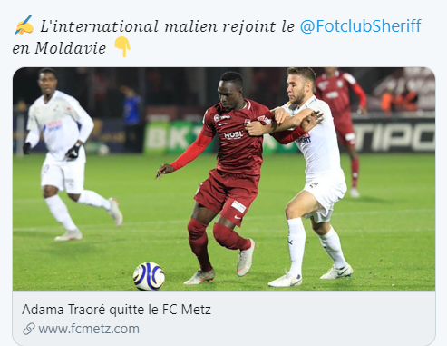 FC Metz : l'attaquant Adama Traoré, file en Moldavie