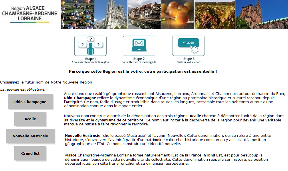 "Grand Est" rajouté sur la liste des noms pour la Grande Région ACAL