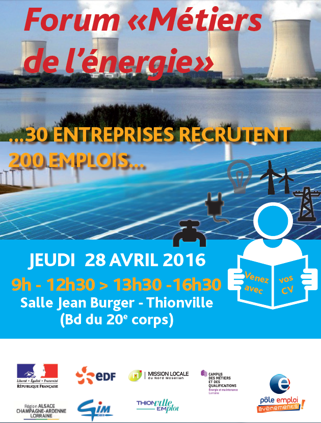 Le 4e forum des Métiers de l'Energie se tiendra jeudi 28 avril à Thionville