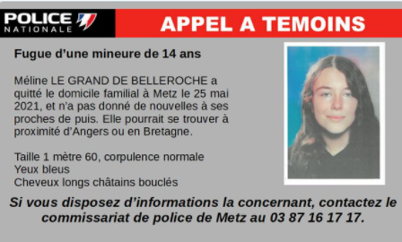 Metz : un appel à témoins lancé pour retrouver une ado de 14 ans