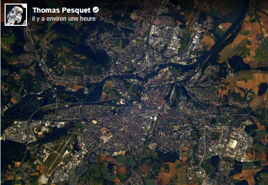 Metz vue de l'espace par Thomas Pesquet