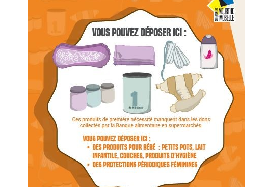 Meurthe et Moselle : collecte de produits bébé et d'hygiène féminine