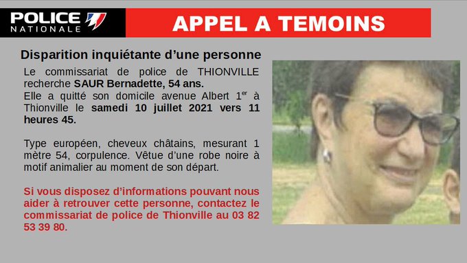 Thionville : disparition inquiétante d'une sexagénaire