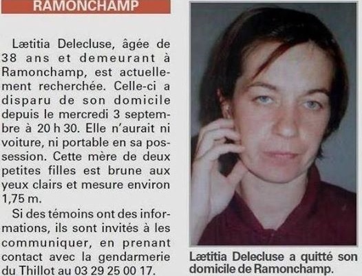 Vosges : le corps découvert est à "99,9% celui de Laetitia Delecluse